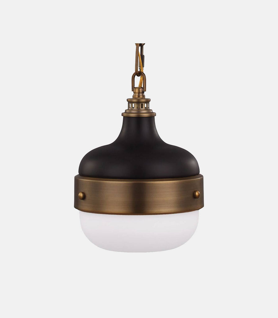 Elstead Cadence Pendant Light in Antique Brass/Matte Black/Small