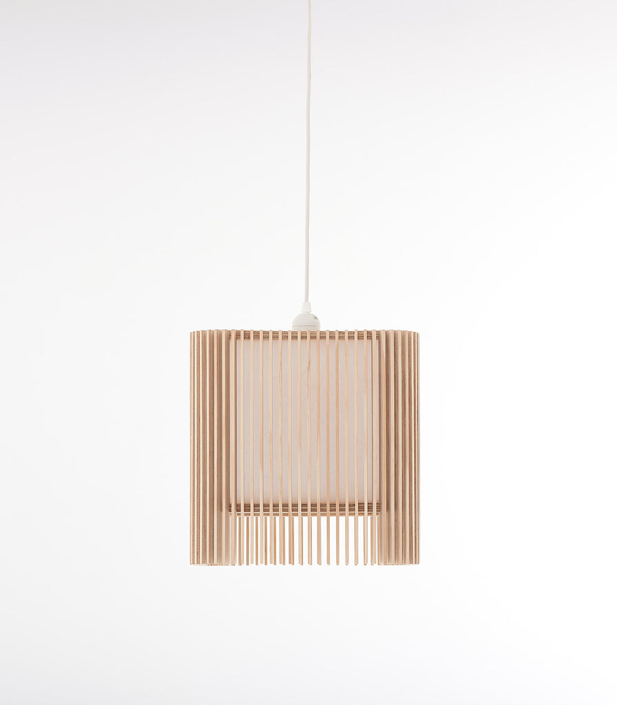 Maker Design Studio iO cube pendant light in plywood