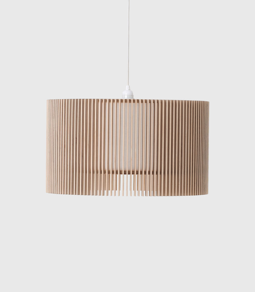 Maker Design Studio iO drum pendant light in plywood