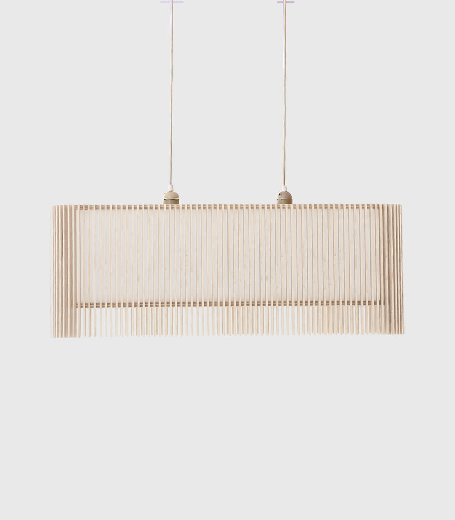 Maker Design Studio iO rectangle pendant light in plywood side view
