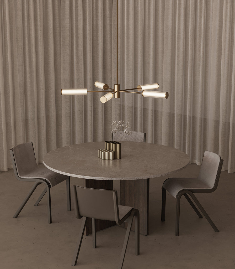 Aromas Ison Pendant Light hanging over dining table