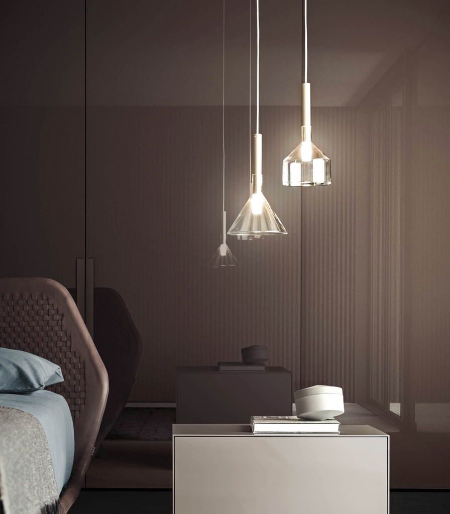 Il Fanale Alchimia Pendant Light hanging above bedside table
