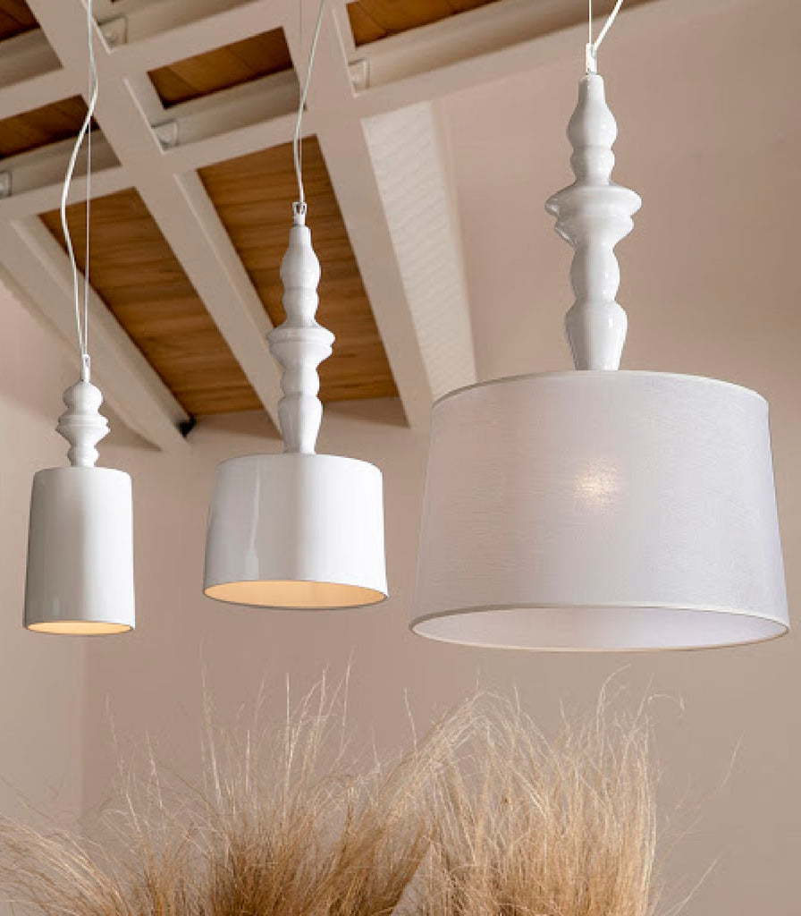 Karman Ali E Baba Linen Pendant Light featured within a interior space