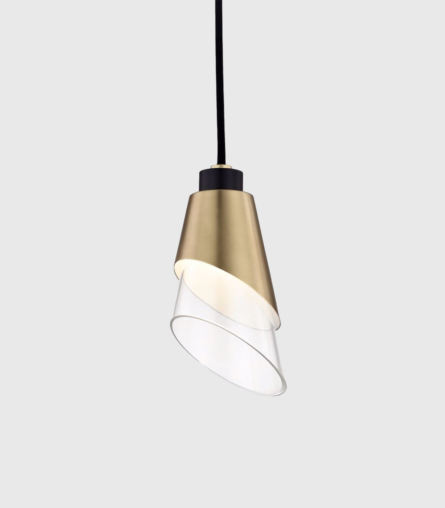 Hudson Valley Angie Pendant Light in Aged Brass/Black