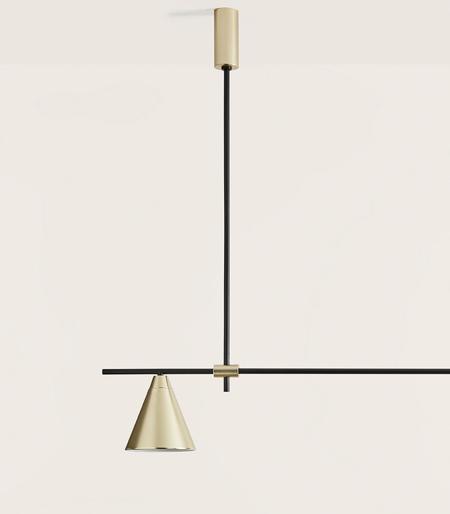 Aromas Crane Pendant Light in Matte Black / Matte Brass close up