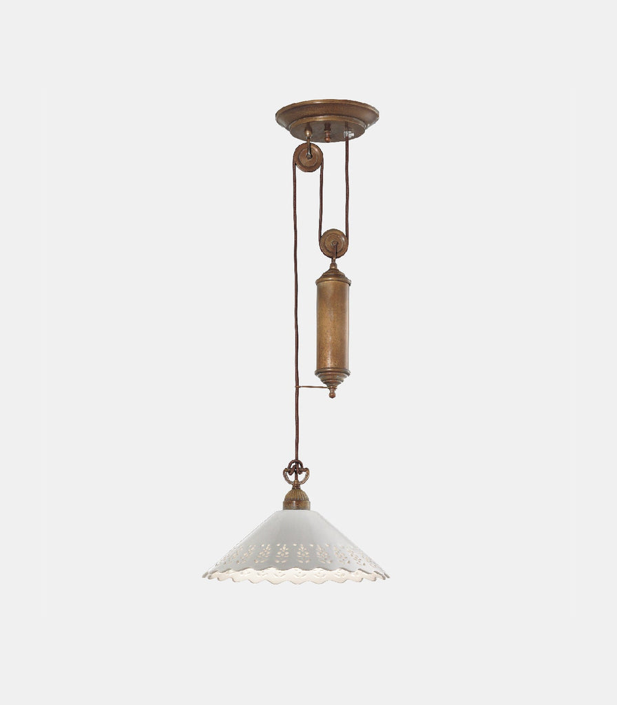 Il Fanale Fiori di Pizzo Counterweight Pendant Light in Pre Aged/White