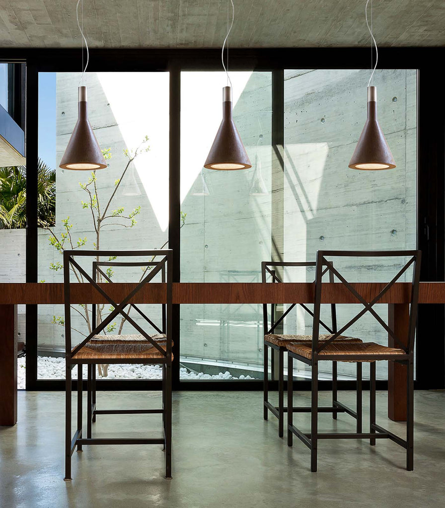 Aldo Bernardi Funnel Pendant Lightfhanging over dining table