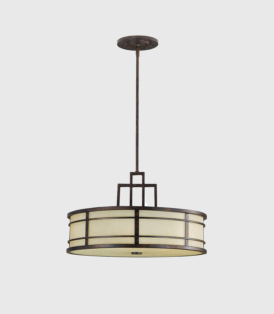 Elstead Fusion Pendant Light in Amber/Grecian Bronze