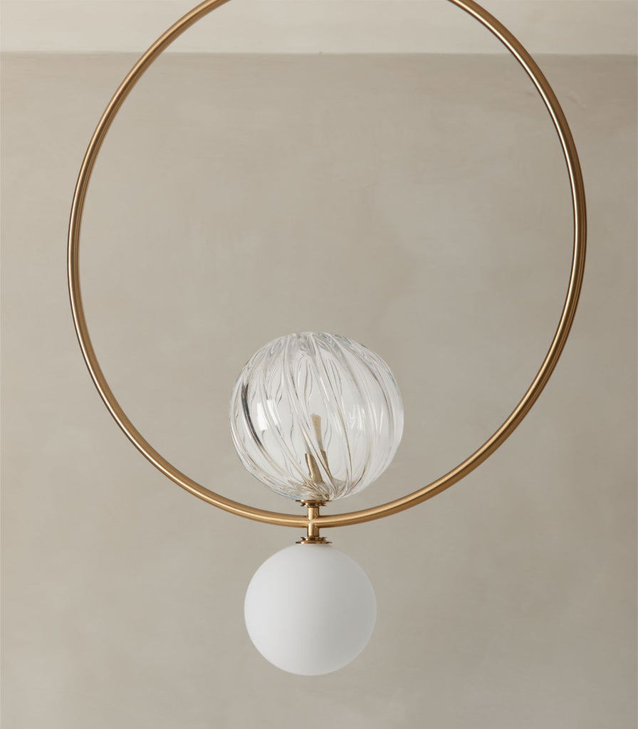 Aromas Level Pendant Light in Aged Gold/Clear/Large close up