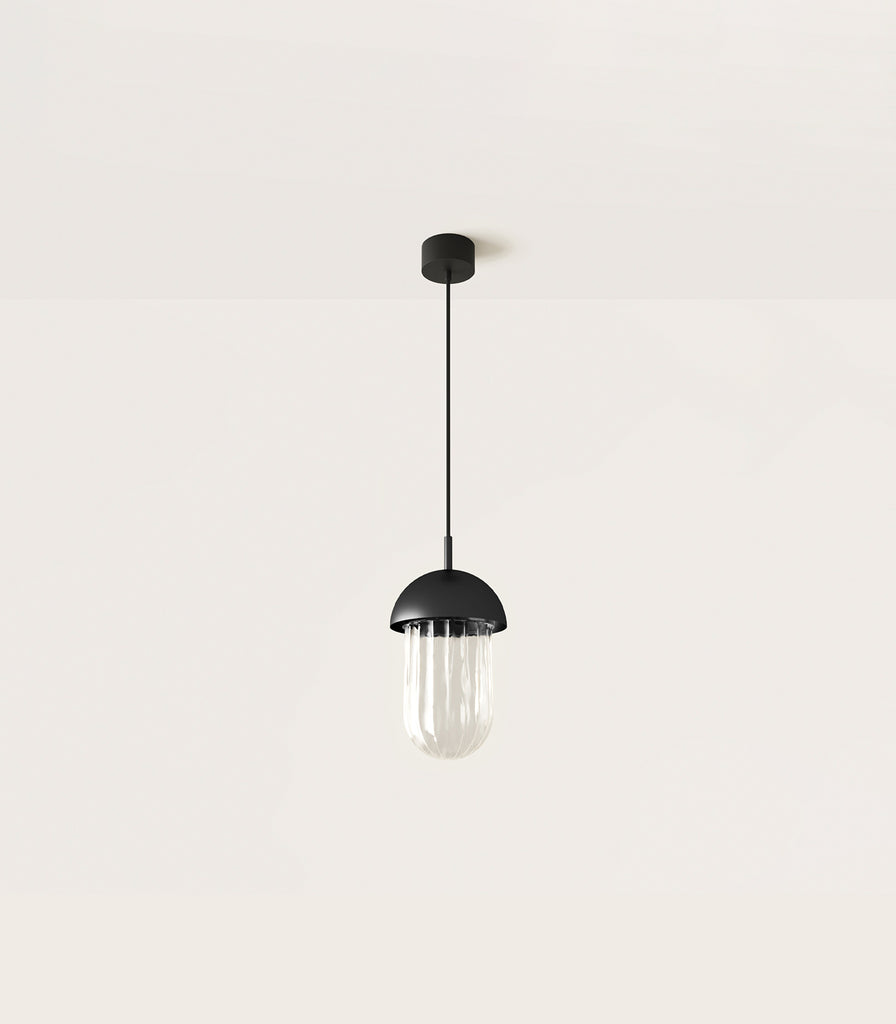 Aromas Lota Pendant Light in Matte Black / Clear glass