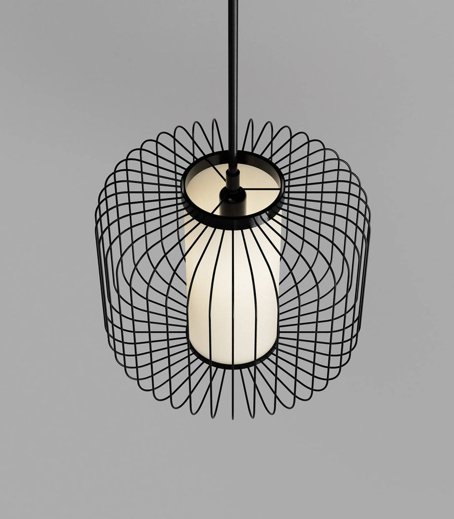 Maple Lite Pendant Light in Matte Black Cgae/Ivory linen shade