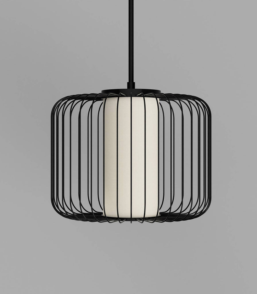 Maple Lite Pendant Light in Matte Black Cgae/Ivory linen shade