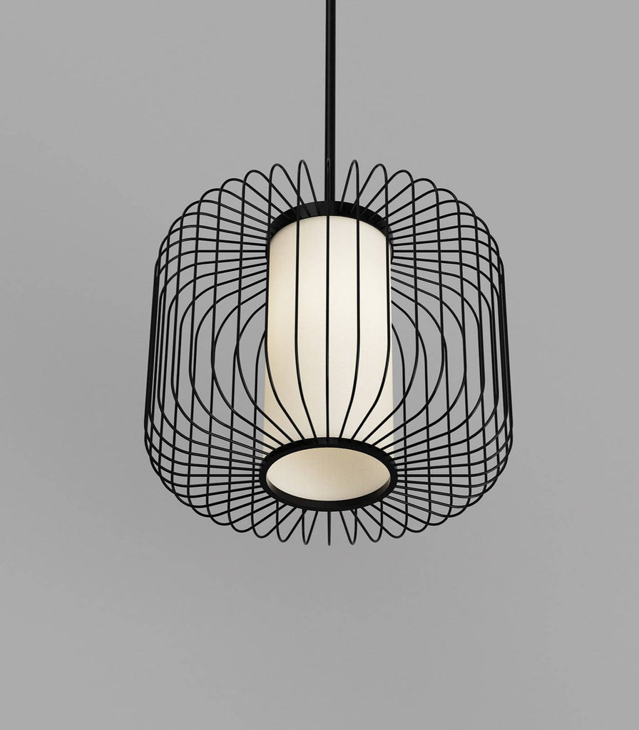 Maple Lite Pendant Light in Matte Black Cgae/Ivory linen shade