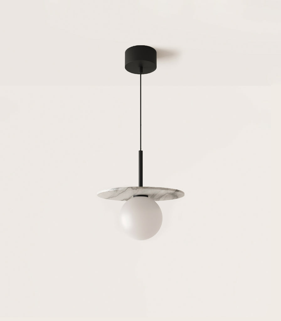 Aromas Miro Pendant Light in Matte Black / Opal glass