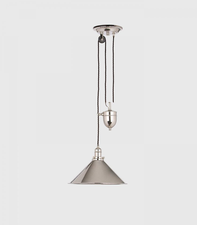 Elstead Provence Rise & Fall Pendant Light in Polished Nickel