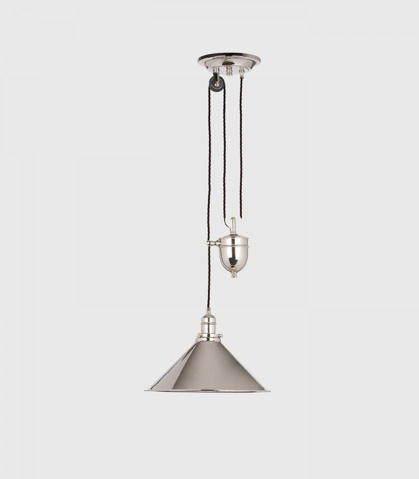 Elstead Provence Rise & Fall Pendant Light in Polished Nickel