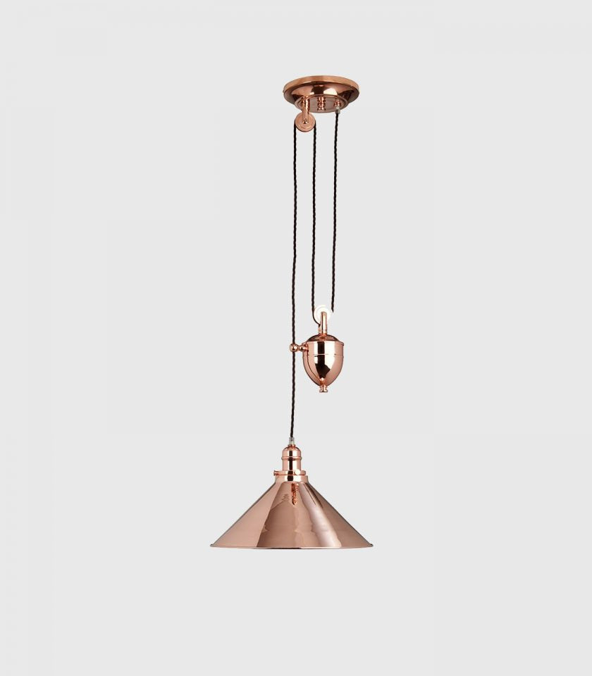 Elstead Provence Rise & Fall Pendant Light in Polished Copper