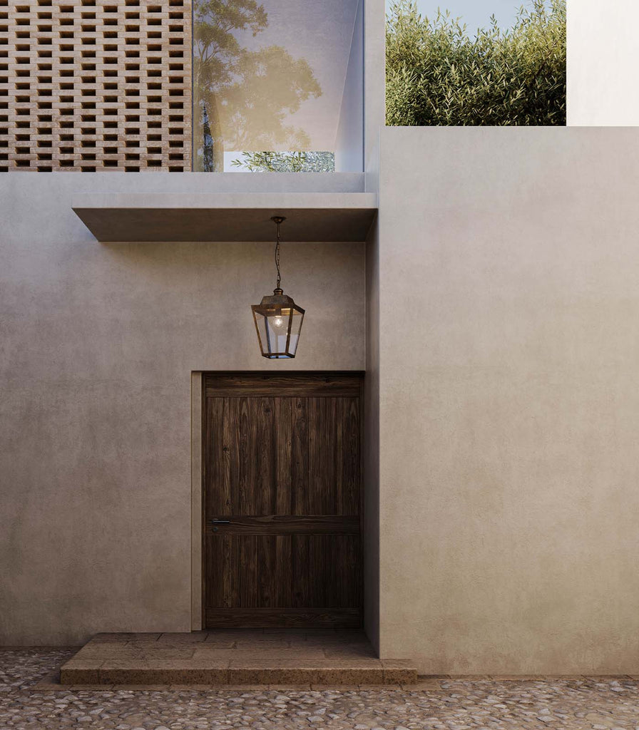 Il Fanale Quadro Pendant Light featured within a outdoor space