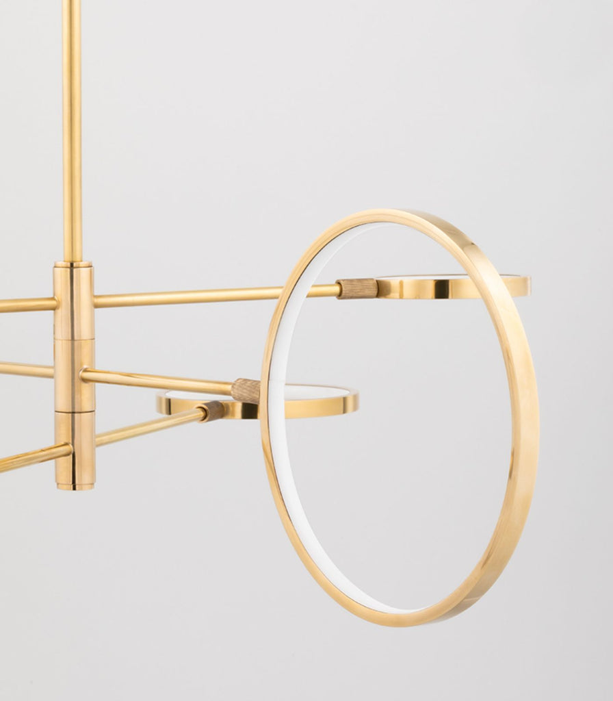 Hudson Valley Saturn Chandelier in Aged Brass close up