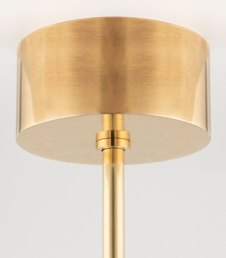 Hudson Valley Saturn Chandelier in Aged Brass close up