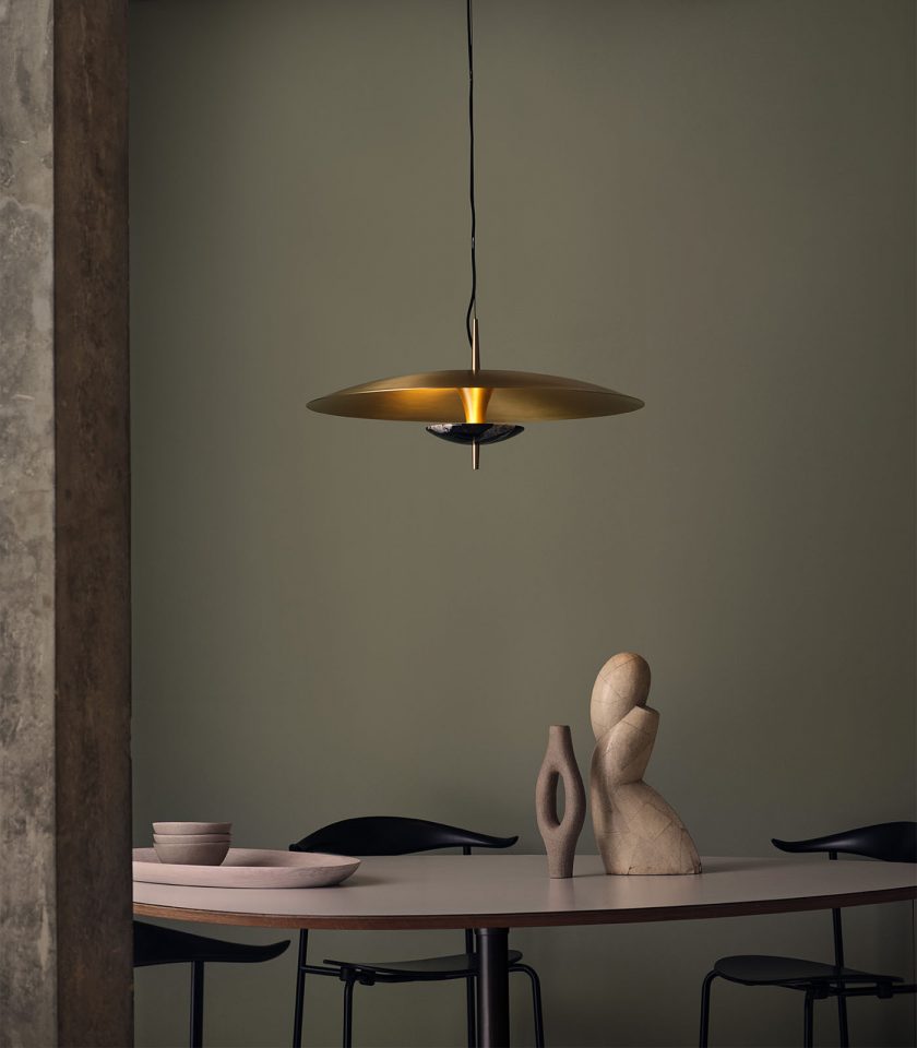 J. Adams & Co. Luna Pendant Light hanging over dining table