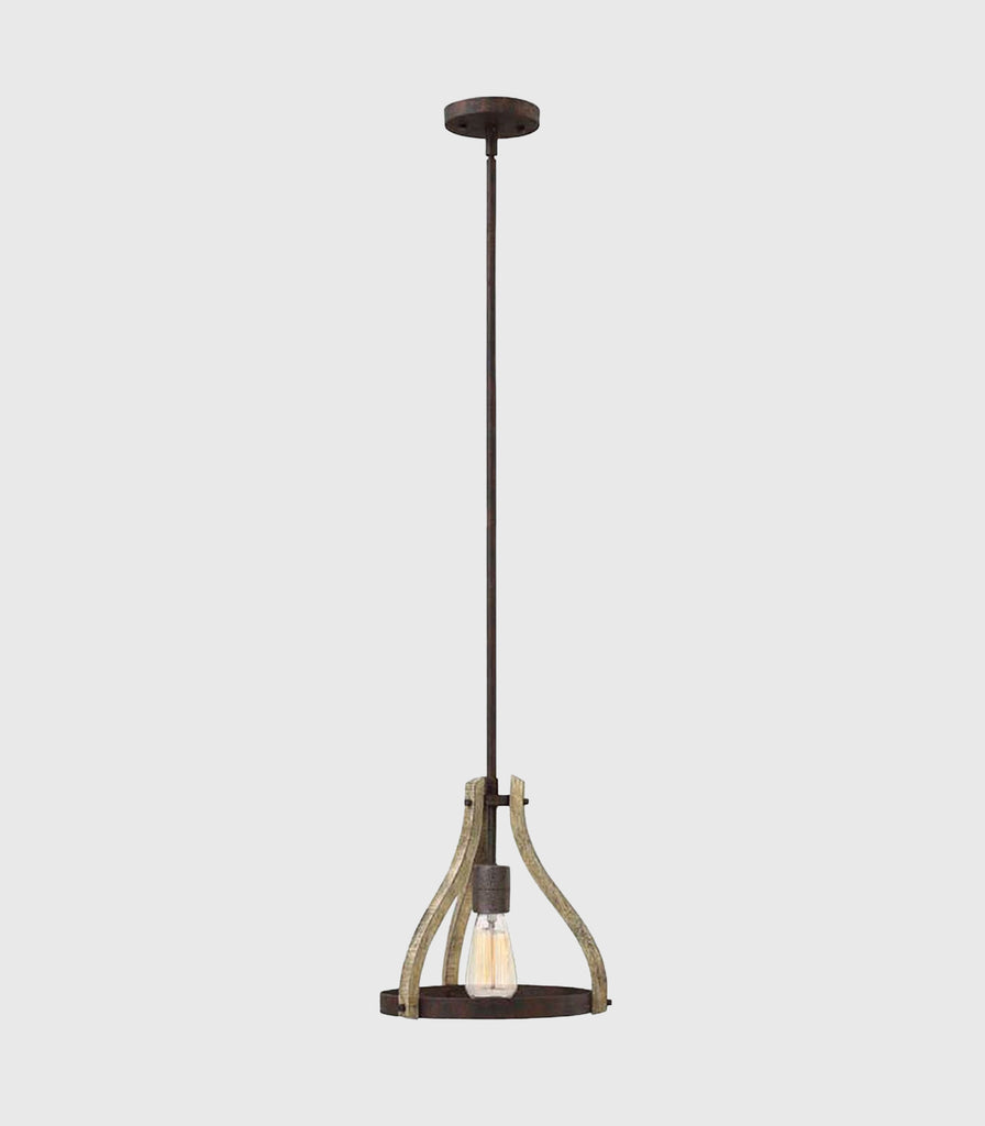 Elstead Middlefield Pendant Light in Iron Rust, Solid Distressed