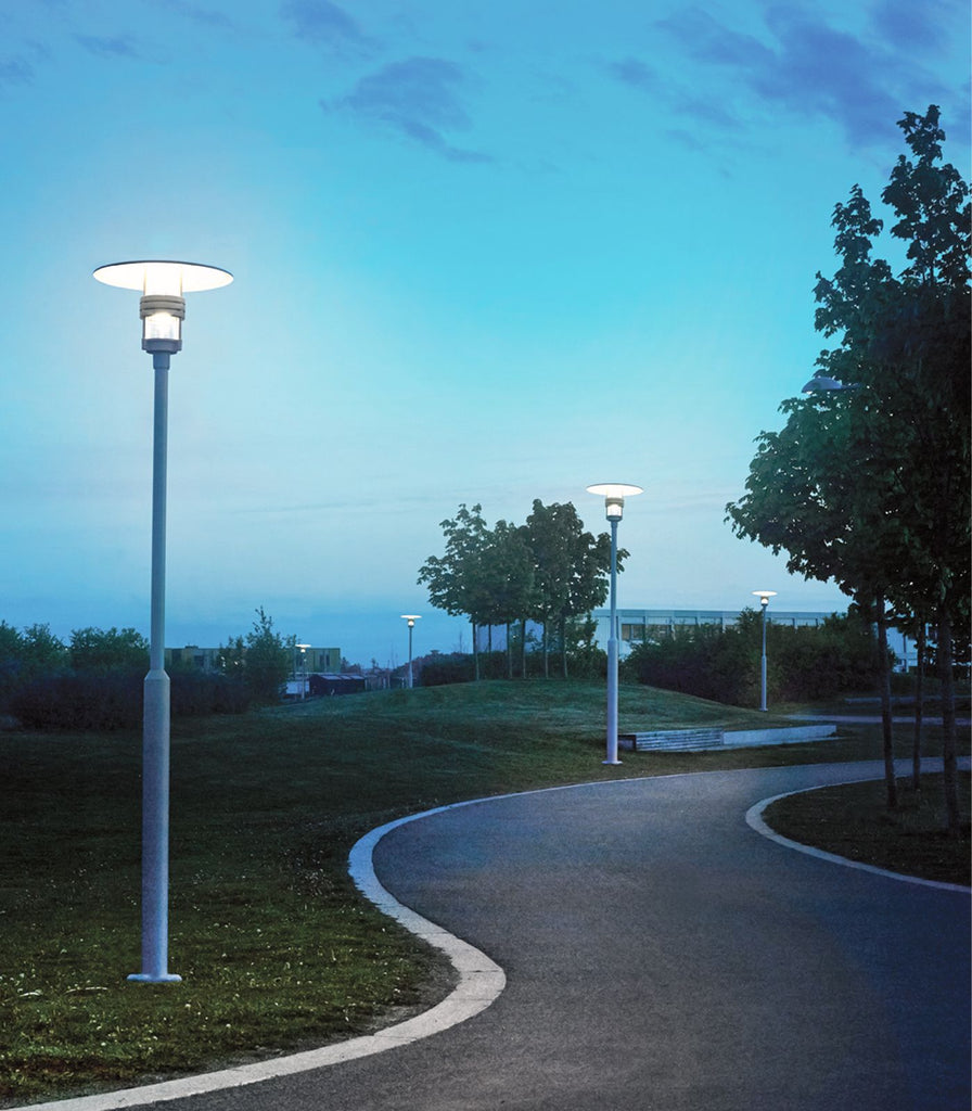Norlys Visby Pole Light featured within a outdoor space