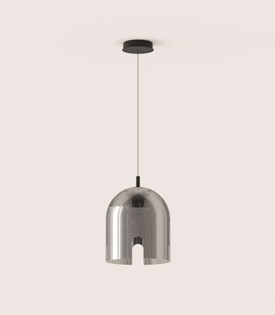 Aromas Porta Large Pendant Light in Matte Black / Smoked Grey glass