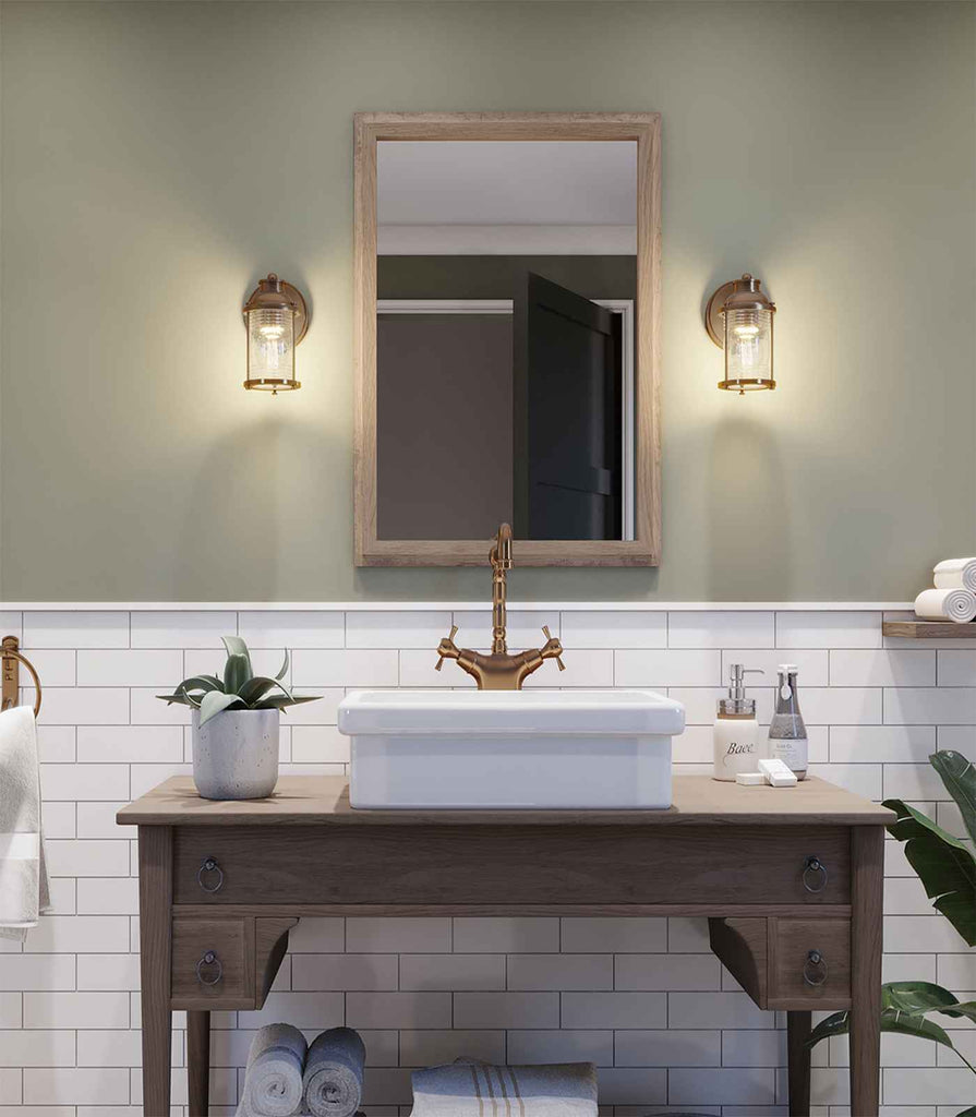 Elstead Ashland Bay Wall Light featured in bathroom