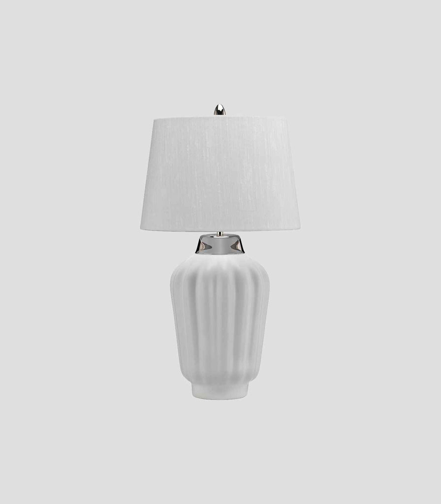 Elstead Bexley Table Lamp in Satin White / Light Ivory/ Polished Nickel