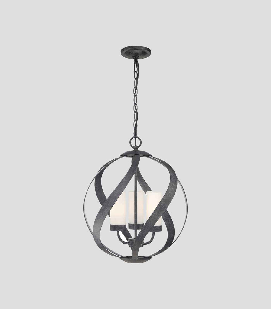 Elstead Blacksmith 3lt Outdoor Pendant Light in Opal Black