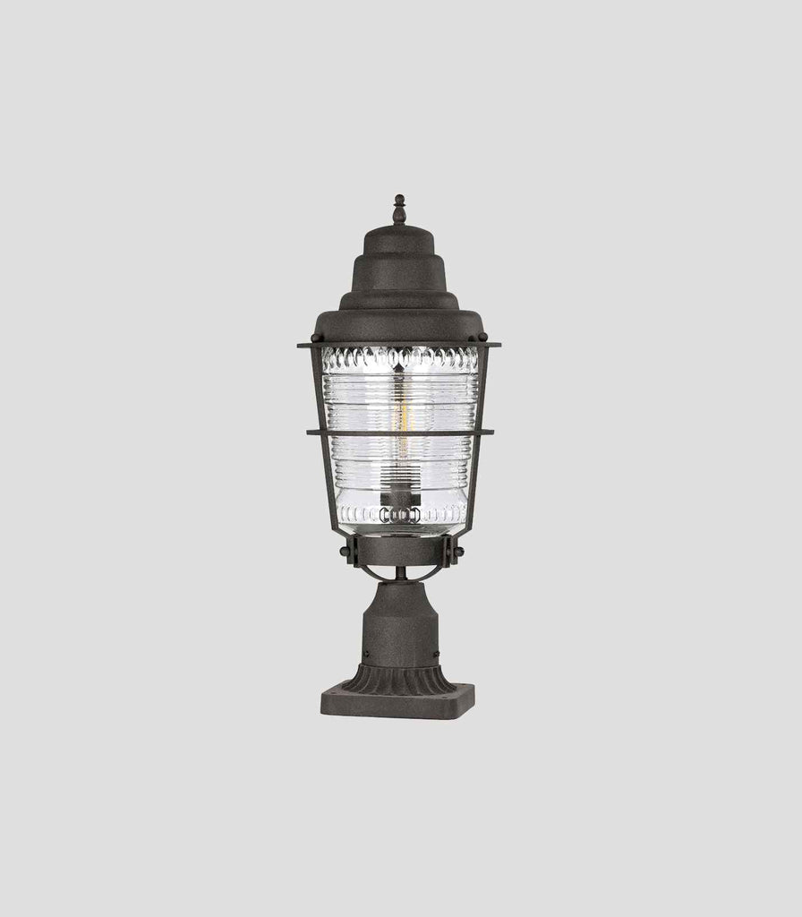 Elstead Chance Harbor Lantern Pedestal Light in Weathered Zinc