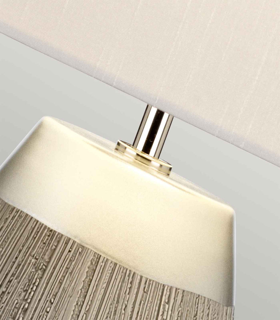 Elstead Harrow Table Lamp in Silver/Light Grey Shade closeup