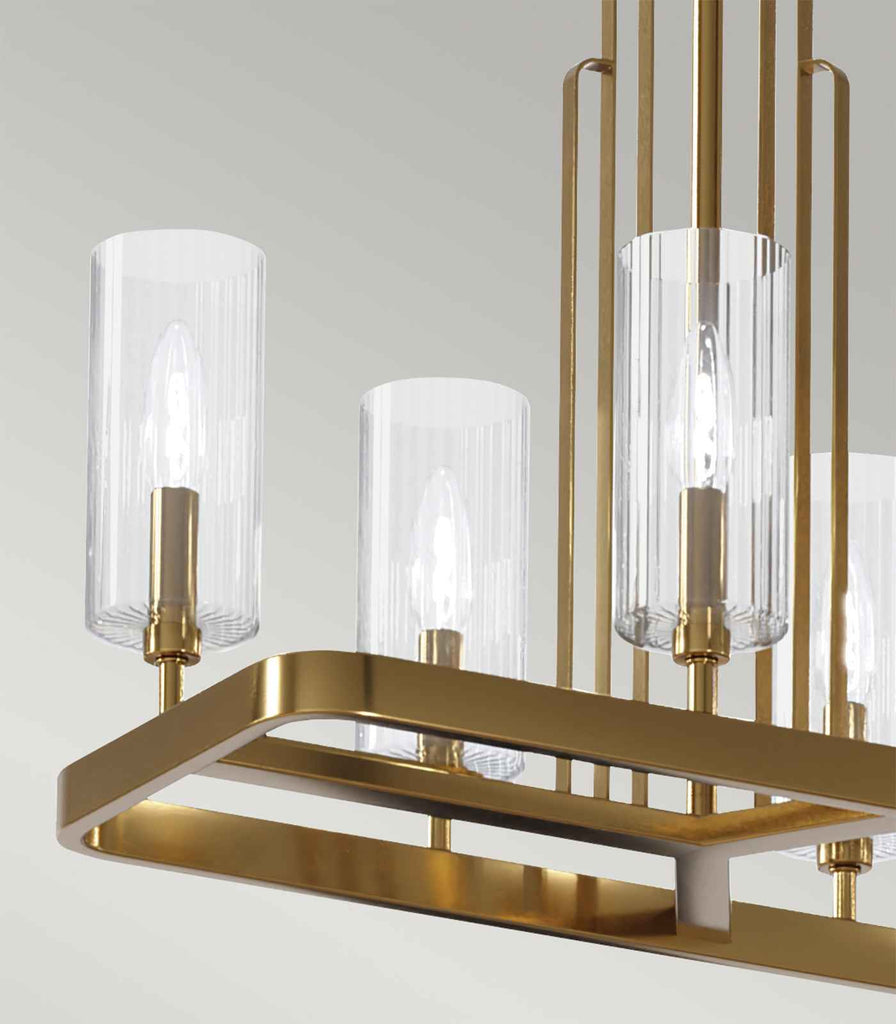 Elstead Kimrose 10lt Linear Chandelier in Brushed Brass closeup