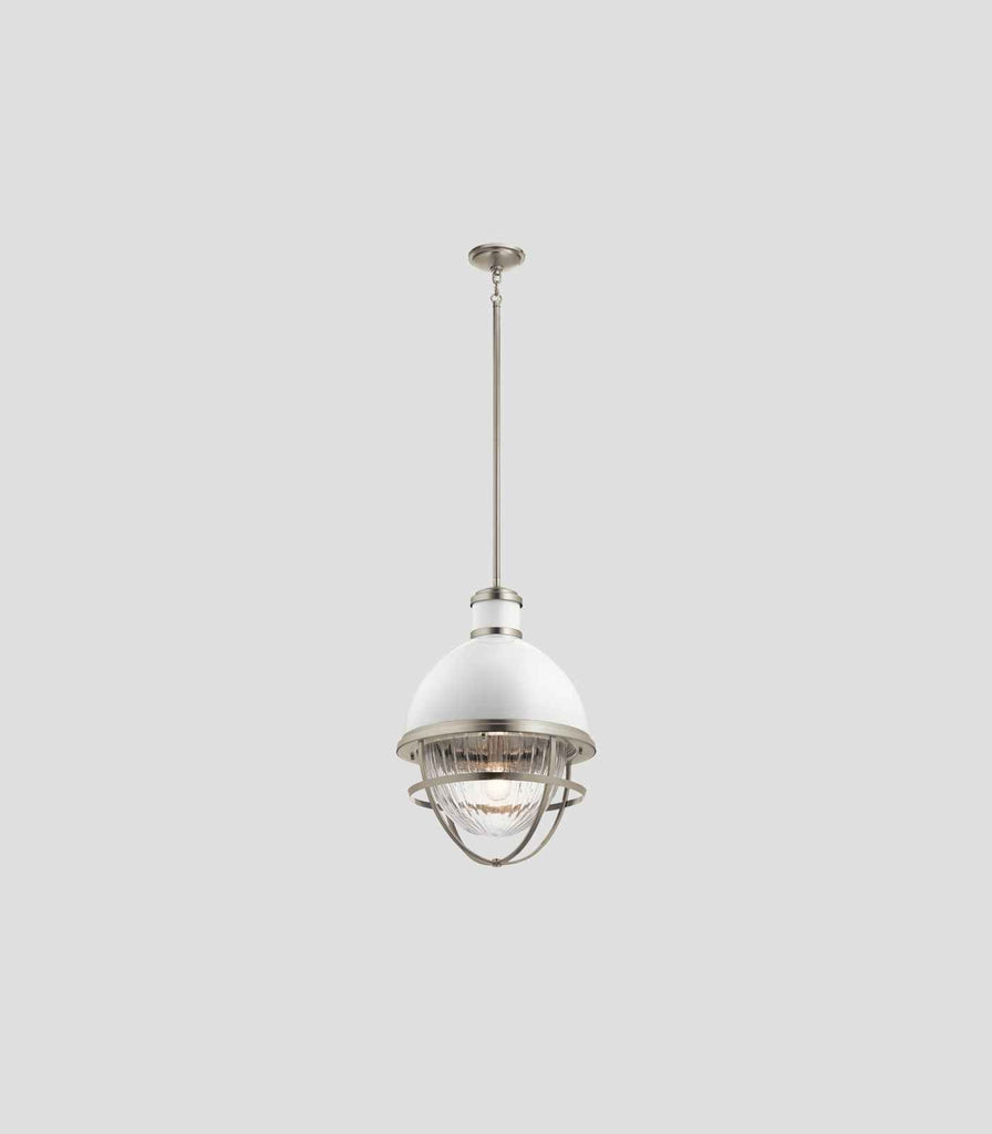 Elstead Tollis Pendant Light in Brushed Nickel/White