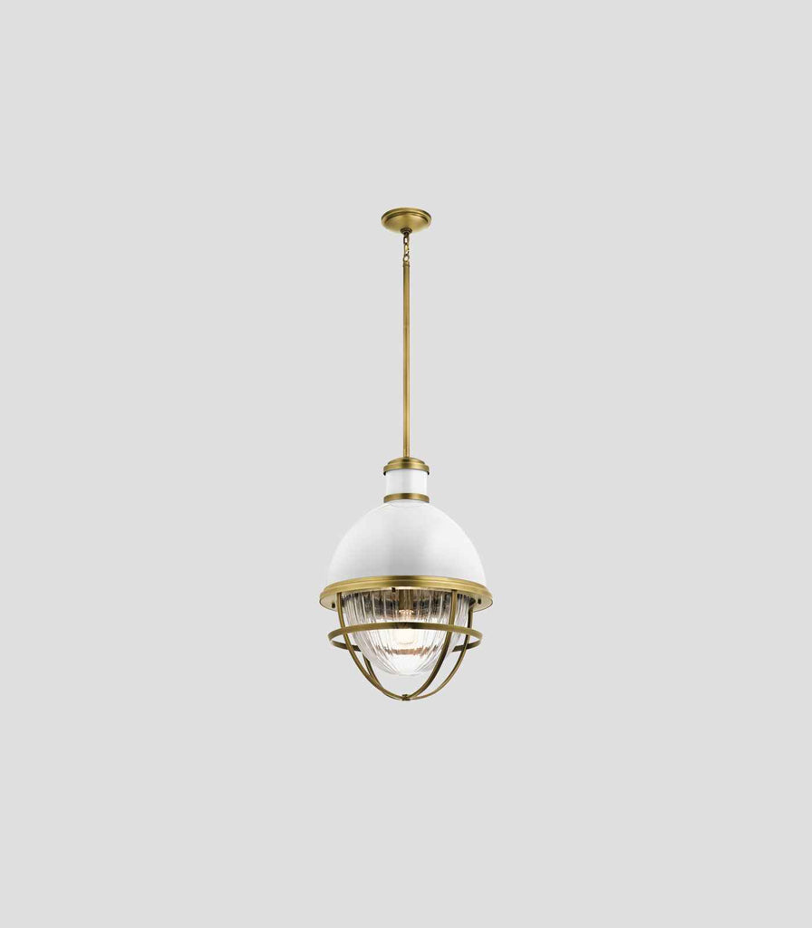 Elstead Tollis Pendant Light in Natural Brass/White