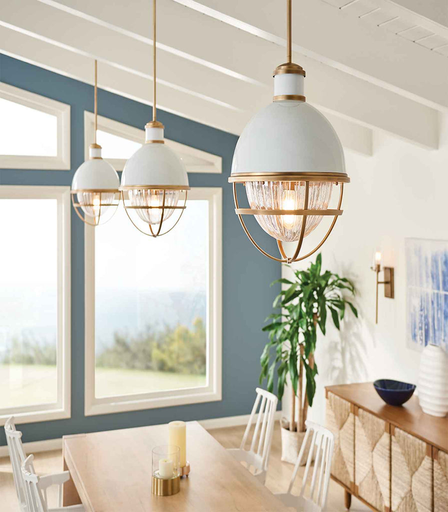 Elstead Tollis Pendant Light hanging ober dining table