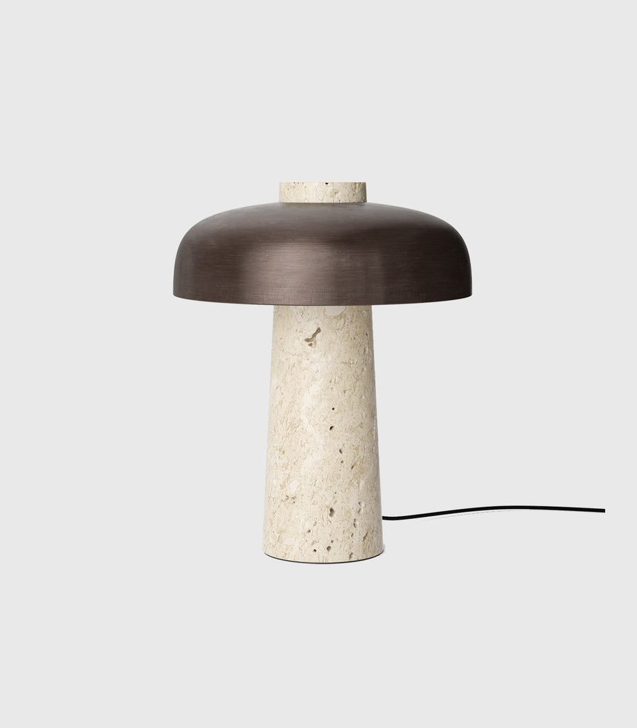 Menu Lighting Reverse Table Lamp in Natural Stone Base with Black Shade