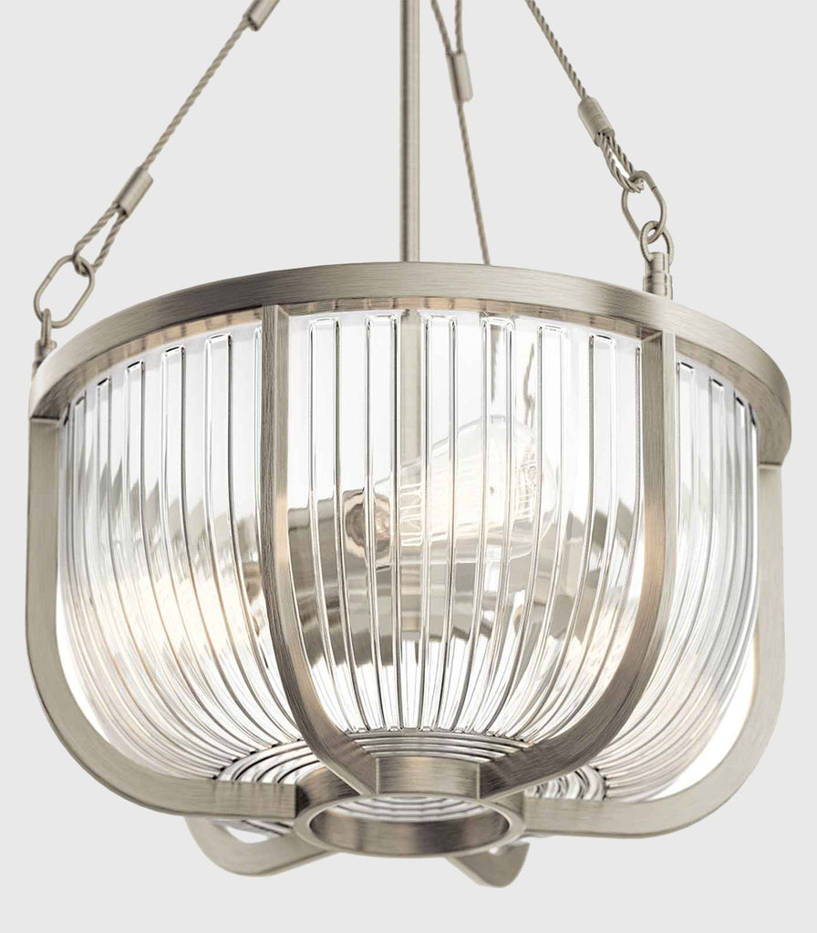 Elstead Roux 3lt Pendant Light in Brushed Nickel closup