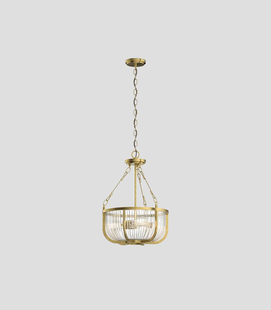 Elstead Roux 3lt Pendant Light in Natural Brass