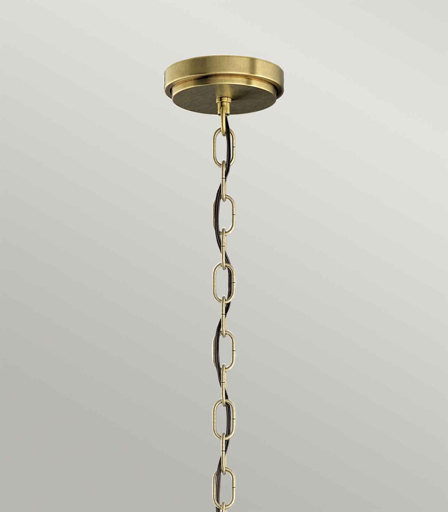 Elstead Roux 3lt Pendant Light in Natural Brass closeup