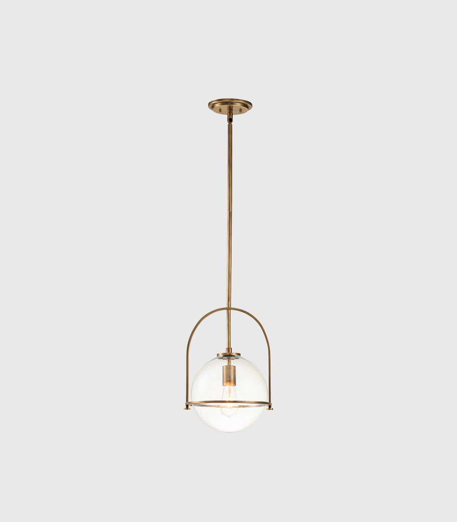 Elstead Somerset Pendant Light in Heritage Brass/Clear seeded 