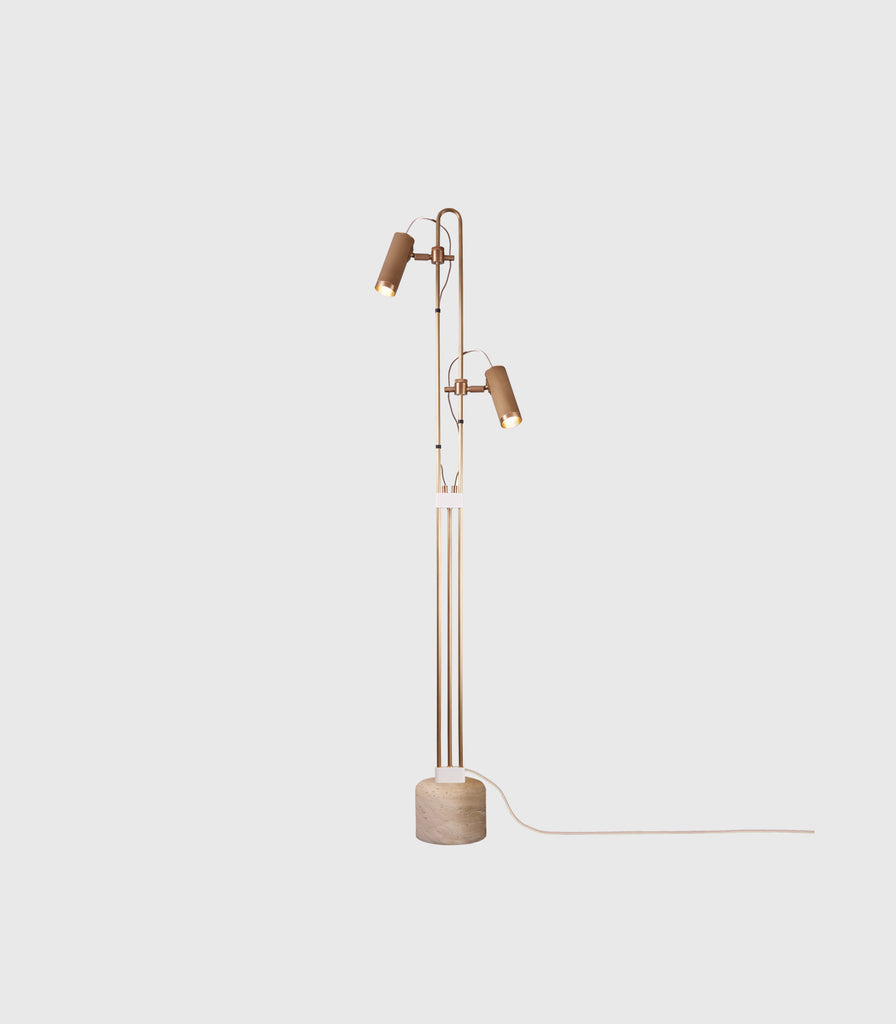 J. Adams & Co. Spot Floor Lamp in Antique Brass/ Travertine