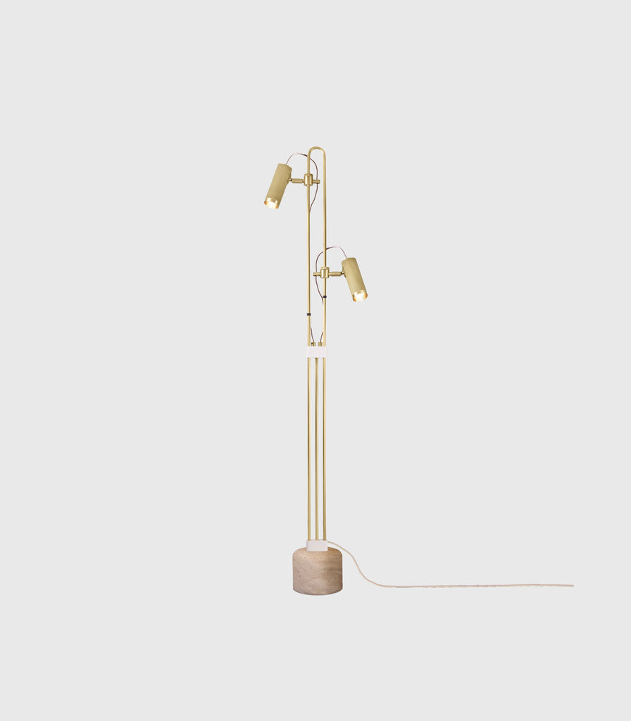 J. Adams & Co. Spot Floor Lamp in Satin Brass/Travertine