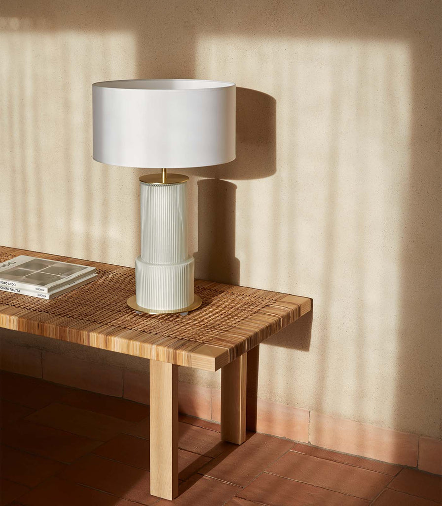 Aromas Atina Table Lamp  in Matte Brass/White