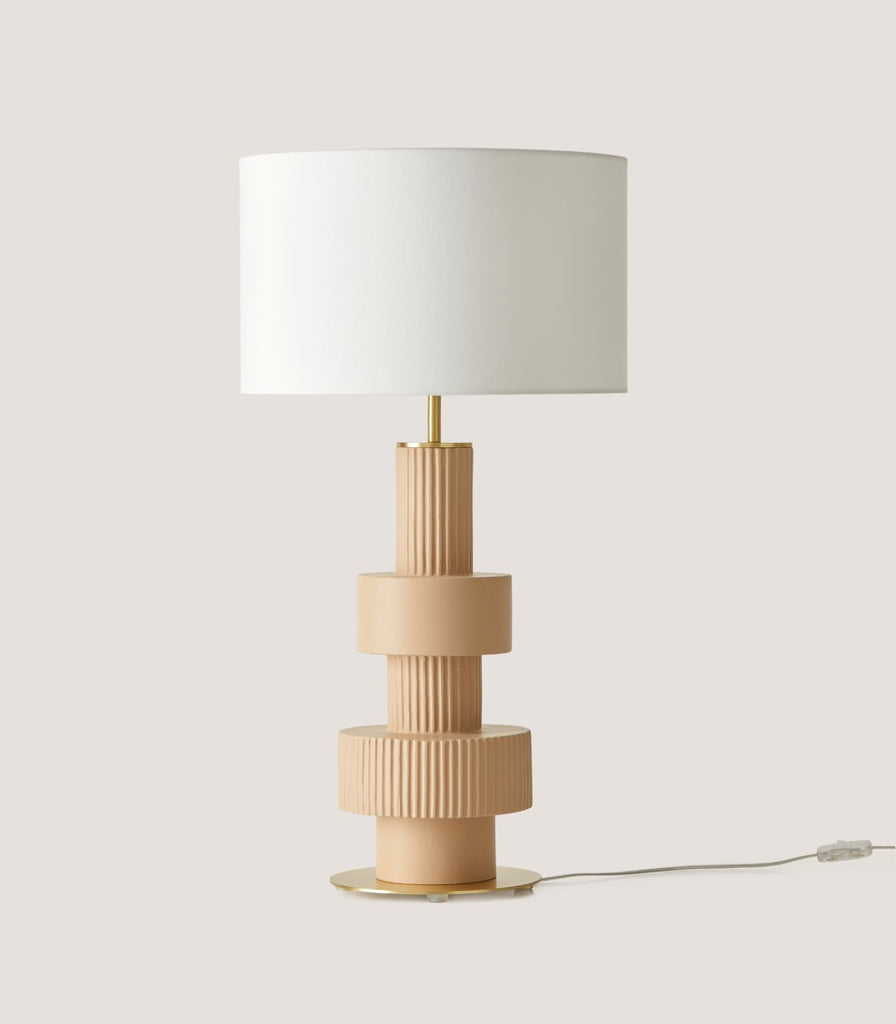 Aromas Babel Table Lamp in Silhouette and Matte Brass with White shade