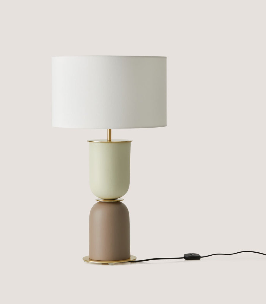 Aromas Copo Table Lamp in Mole Green and Vintage Brown with White shade