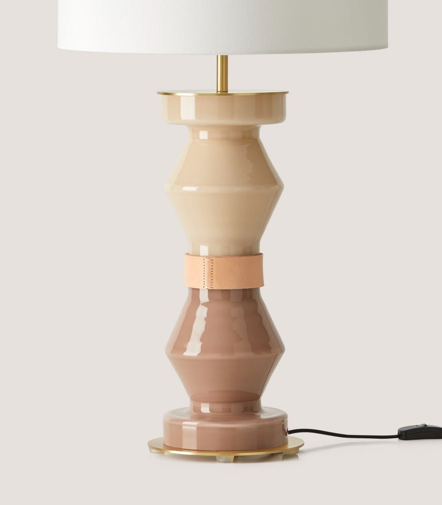 Aromas Kitta Kitta Table Lamp in Matte Brass and Silhouette/Vintage Brown close up