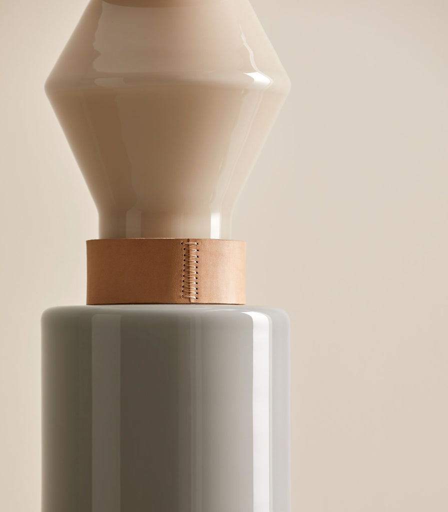 Aromas Kitta Ponn Table Lamp in Chrome and Silhouette/Ash Grey close up