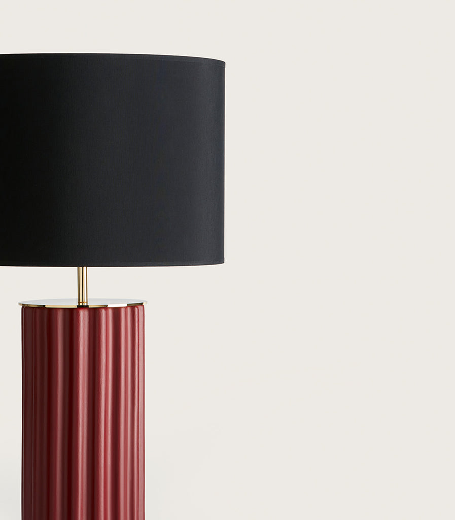 Aromas Sonica Table Lamp in Matte Brass and Maroon close up